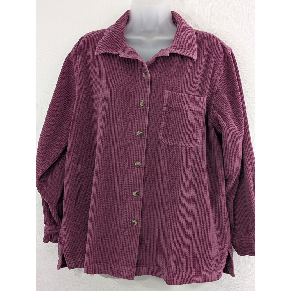 LL BEAN Large Wide Wale Courdoroy Shirt/Shackets (2) Fall Favorite Identical - Picture 5 of 13